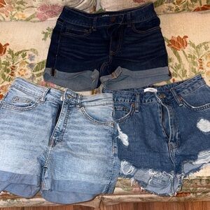 Forever 21 Dark, Light, and Distressed Blue Jean Shorts